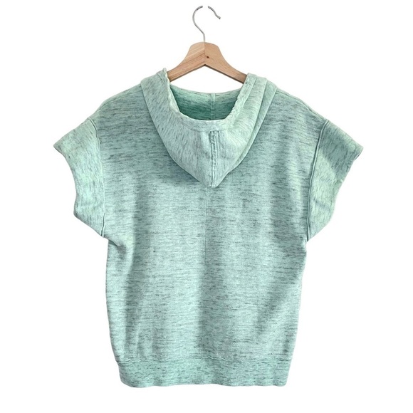 Anthropologie Daily Practice Short Sleeve Hooded Sweatshirt Tee Mint Green XS - Picture 3 of 11
